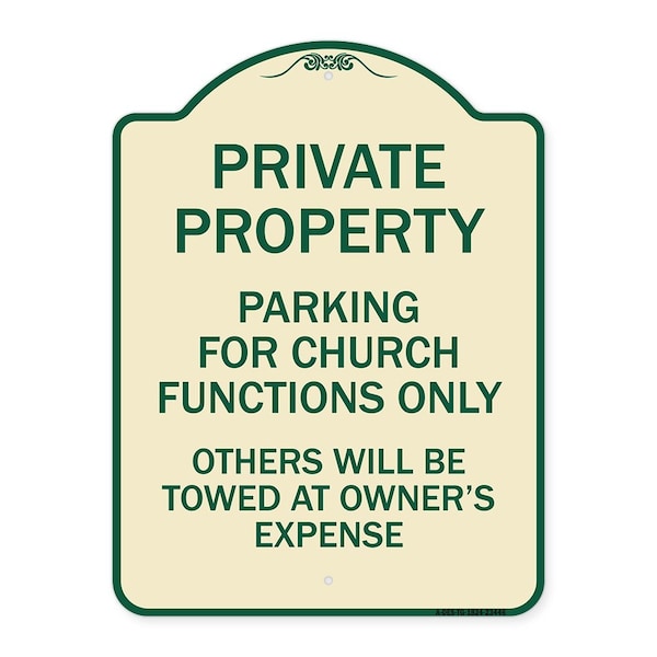 Signmission Parking for Church Functions Others Will Towed Owners Expense Alum Sign, 18" L, 24" H, TG-1824-23446 A-DES-TG-1824-23446 - main